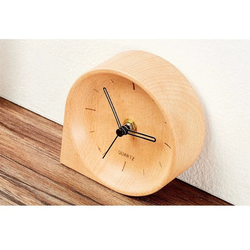 Solid Wood Bedside Desk Clock – Silent Minimalist (11.5×11.5×4.5 cm)