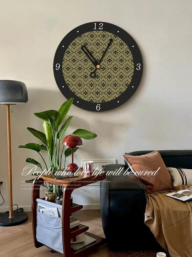 Art Deco Floral Silent Wall Clock — 12" Canvas Print