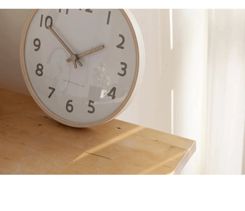 Serene Harmony: Natural Wood Nordic Silent Wall Clock (12")