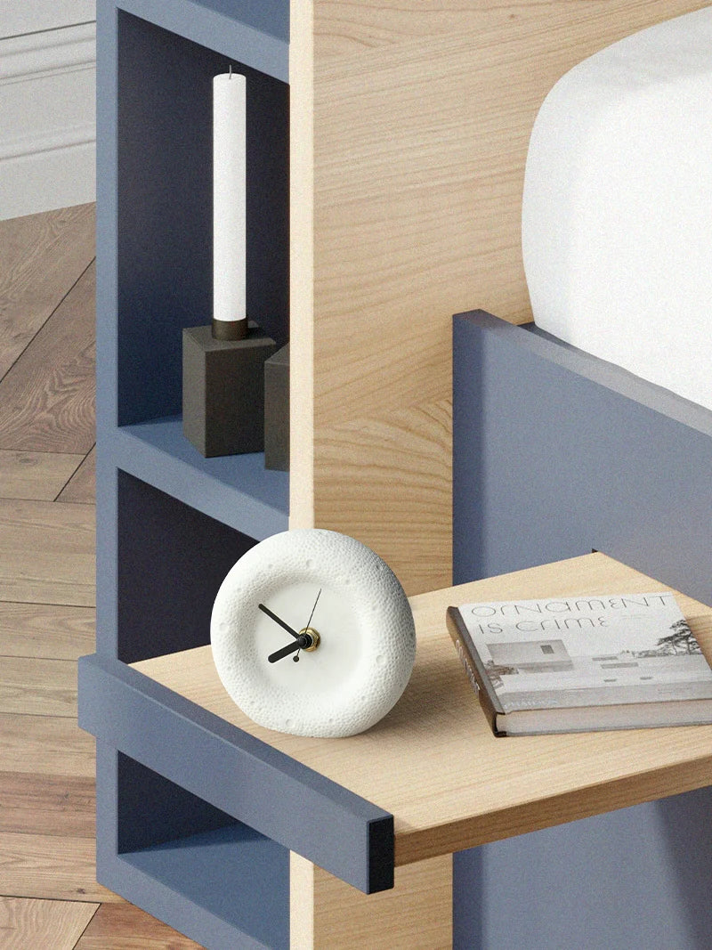 Nordic Sandstone Desk Clock – Silent, Minimalist (12×12×4 cm)