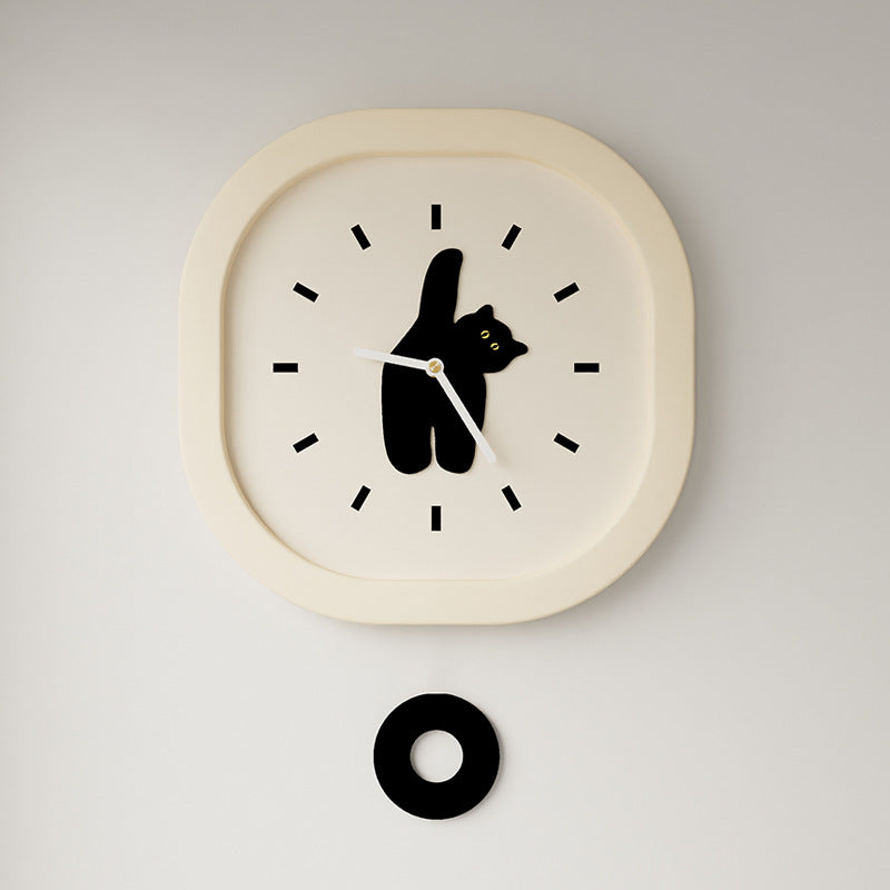 Black Cat Kids Silent Pendulum Clock — 11.8"