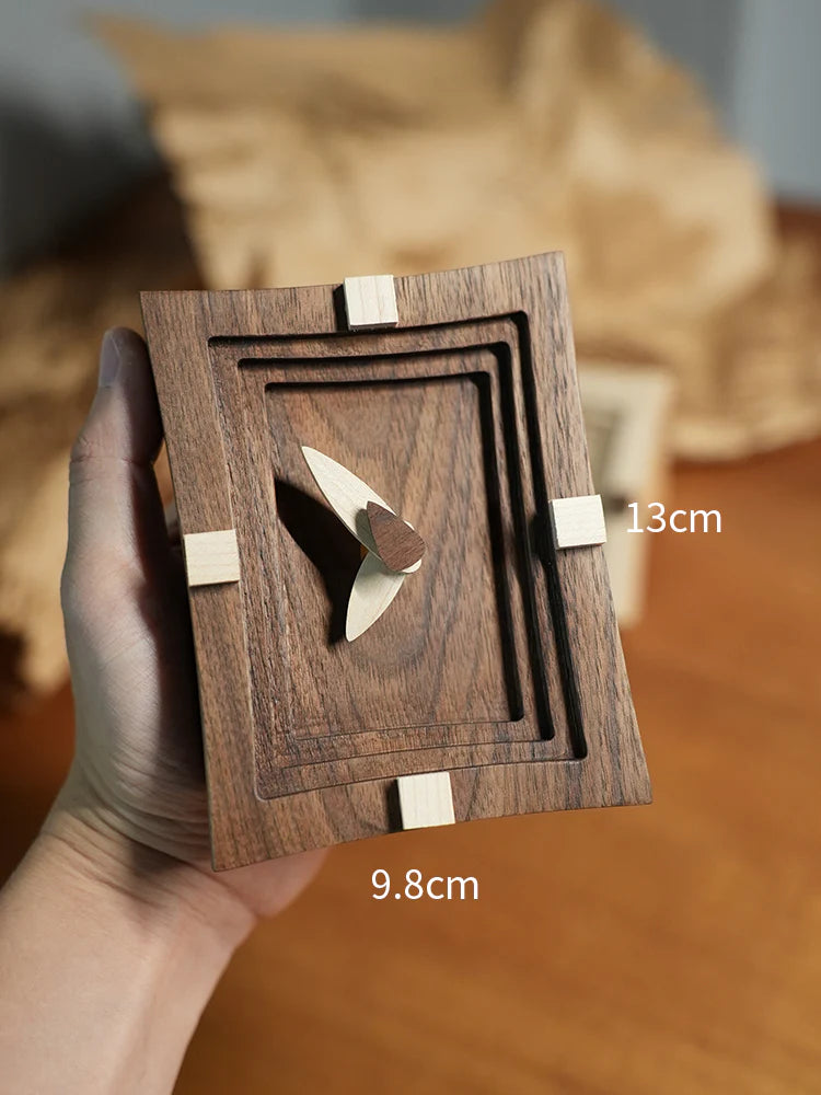 Two-Tone Solid Wood Desk Clock – Silent, Minimalist (7–15 cm)