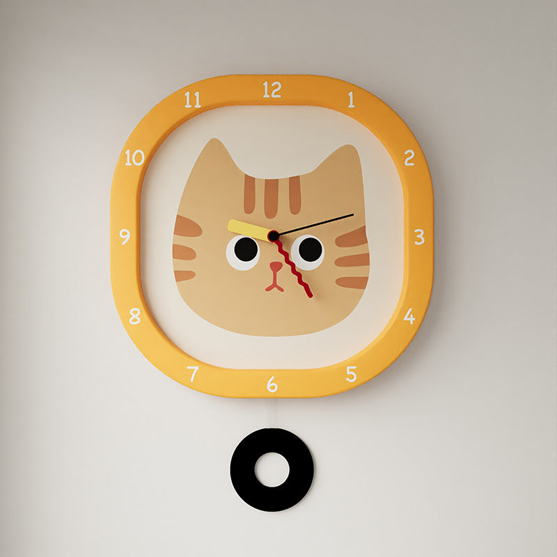 Purrfect Time — Silent Pendulum Clock for Kids (Cat Design) 30cm
