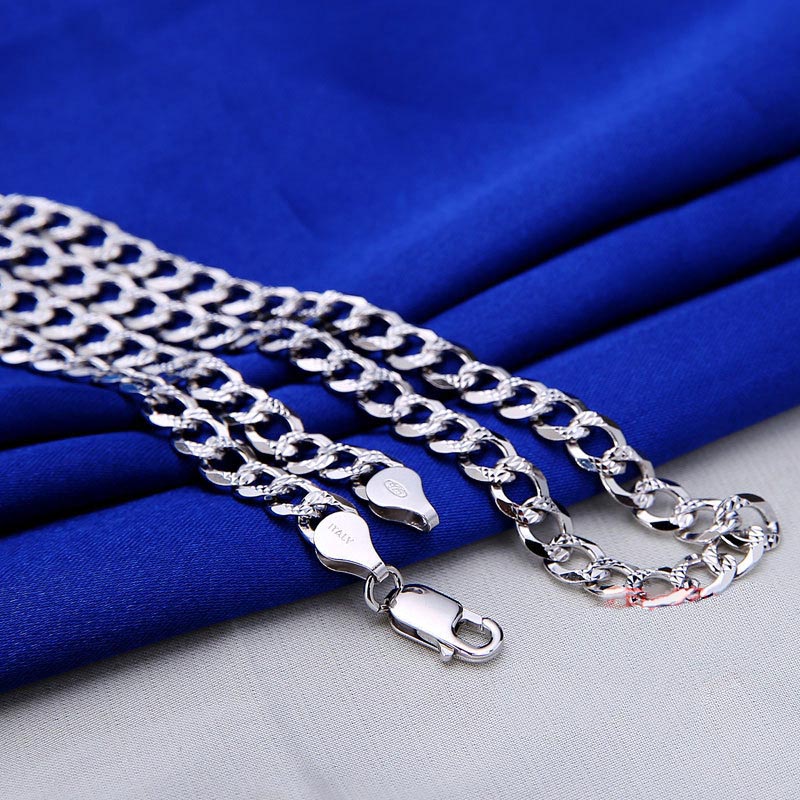 Mens Cuban Curb Chain Necklace Sterling Silver 50cm