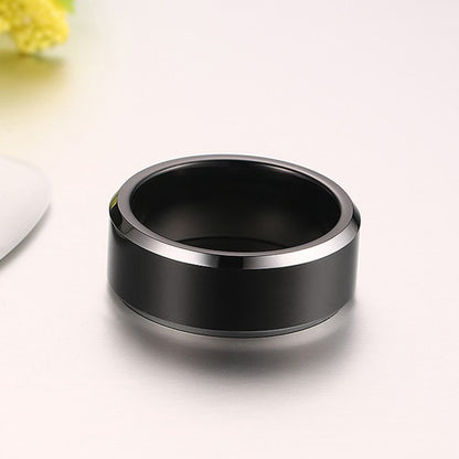 Black Personalized Mens Tungsten Ring - 8mm Wide