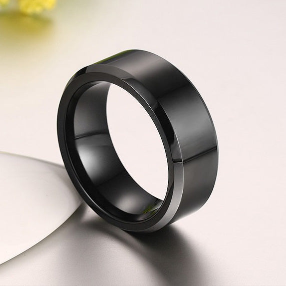 Black Personalized Mens Tungsten Ring - 8mm Wide