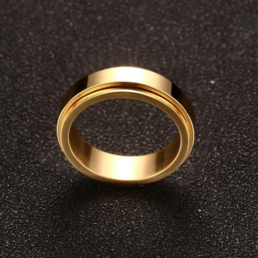 Engraved Mens Fidget Spinner Ring Titanium 6mm