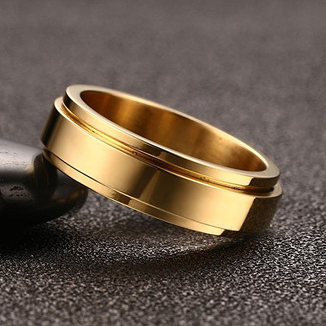 Engraved Mens Fidget Spinner Ring Titanium 6mm