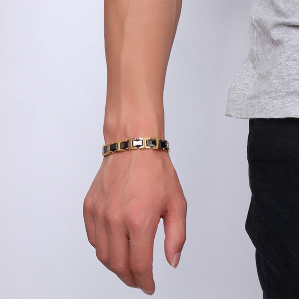 Personalized Mens Magnetic Bracelet Ceramic Stainless Steel