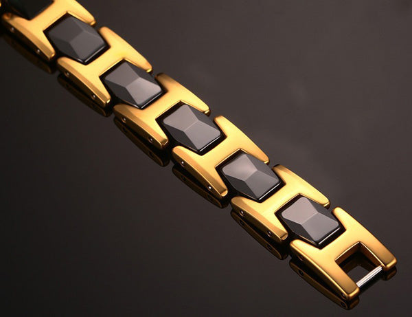 Personalized Mens Magnetic Bracelet Ceramic Stainless Steel