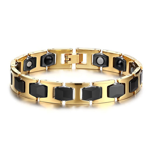 Personalized Mens Magnetic Bracelet Ceramic Stainless Steel