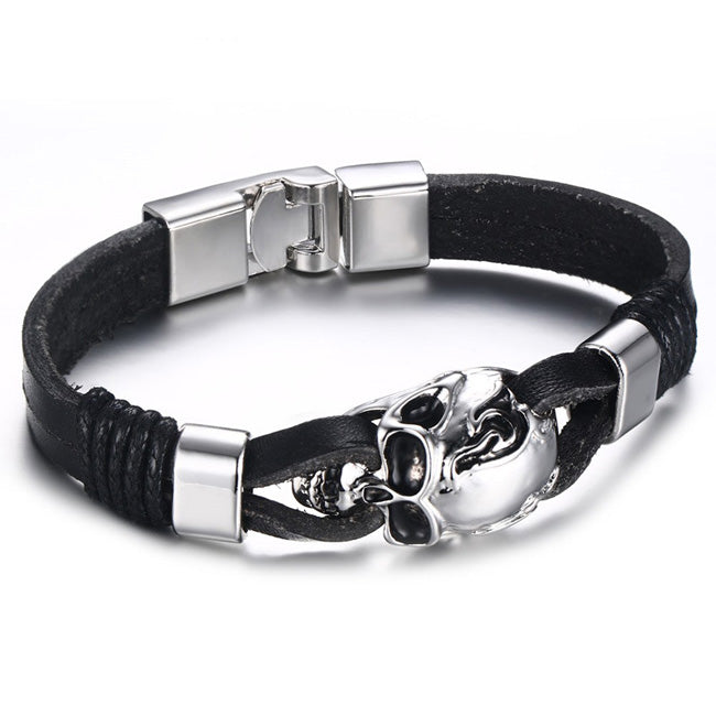 Skull Engraved Bracelet Birthday Gift for Boyfriend