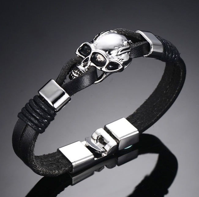 Skull Engraved Bracelet Birthday Gift for Boyfriend