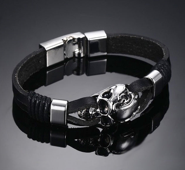 Skull Engraved Bracelet Birthday Gift for Boyfriend