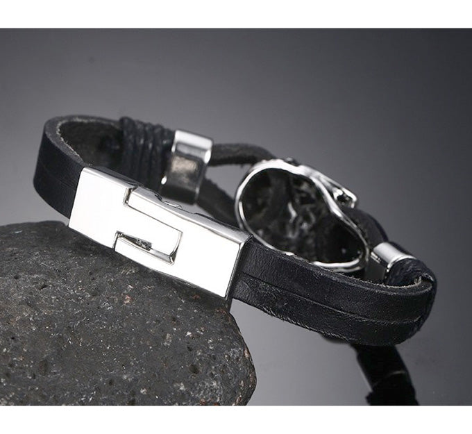 Skull Engraved Bracelet Birthday Gift for Boyfriend