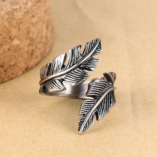 Feather Mens Ring Gift for Boyfriend 27mm