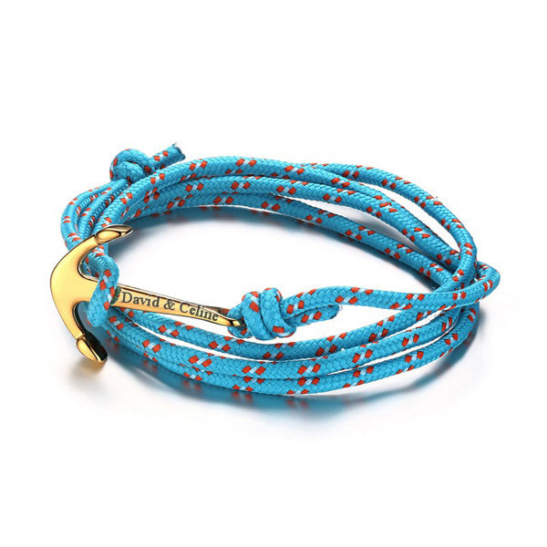 Anchor Engravable Mens Wrap Bracelet Stainless Steel