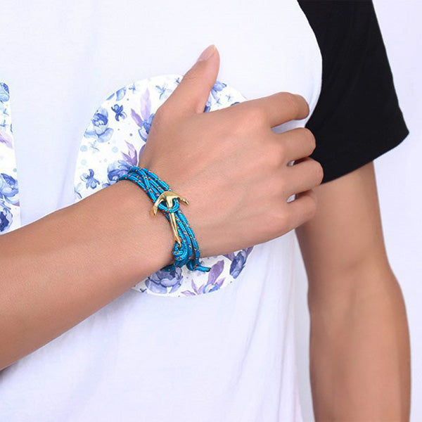 Anchor Engravable Mens Wrap Bracelet Stainless Steel