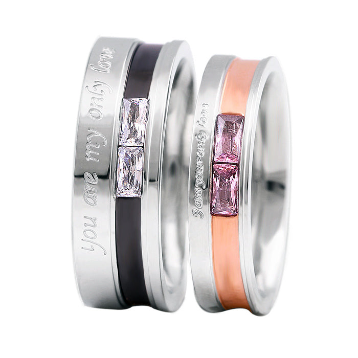 Engraved His and Hers Promise Rings for Couples Set of 2