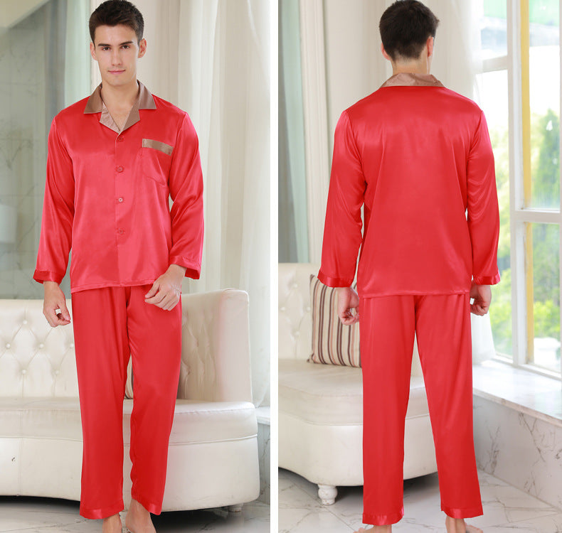 Pajamas for Couples Full Sleeves Red Sleepwear Set