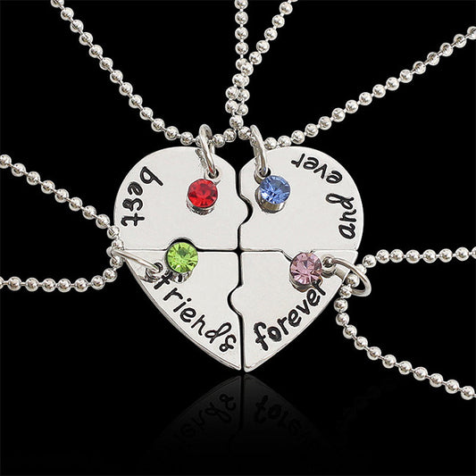 4 Piece BFF Puzzle Pendant Necklace Set