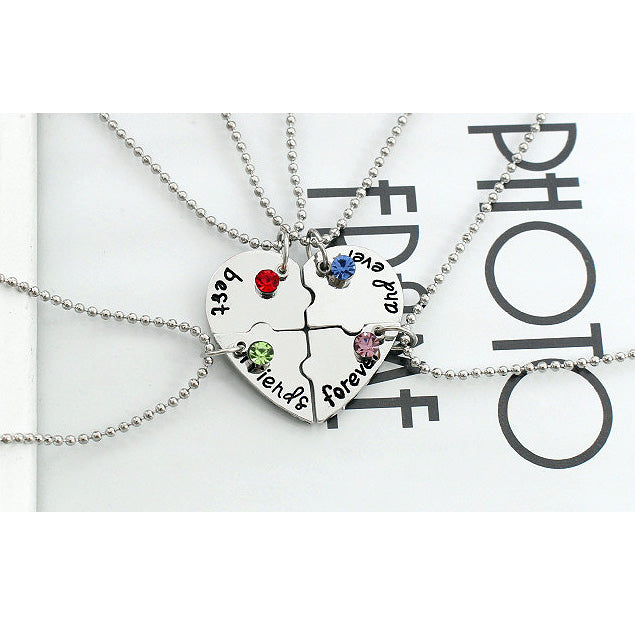 4 Piece BFF Puzzle Pendant Necklace Set