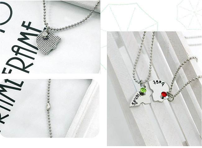 4 Piece BFF Puzzle Pendant Necklace Set