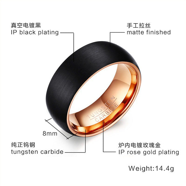 Personalized Mens Polished Tungsten Ring 8mm