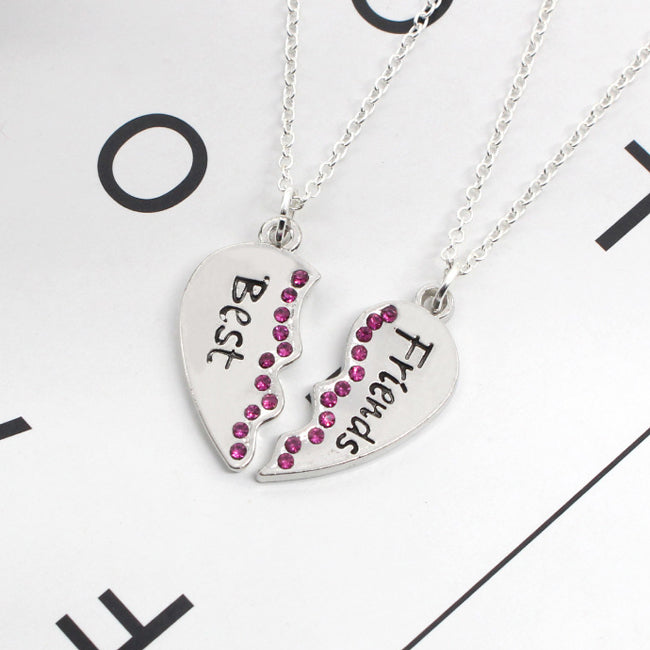 Engraved Bff Best Friends Heart Necklaces Gift