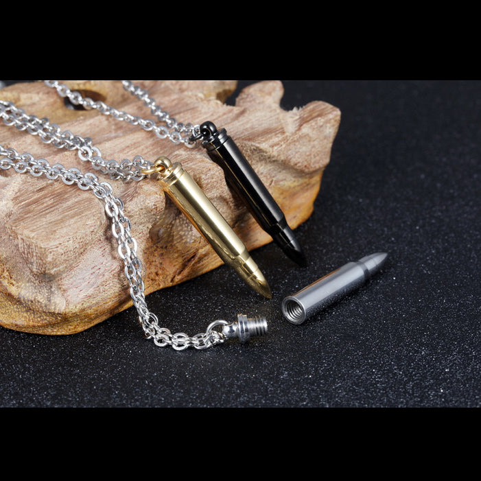 Engravable Urn Cremation Memorial Bullet Necklace