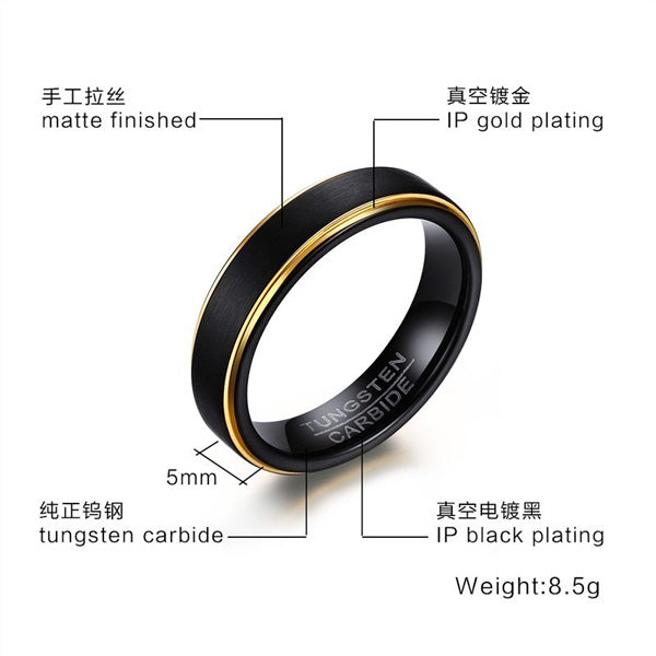 Custom Name Mens Wedding Band Tungsten 5mm