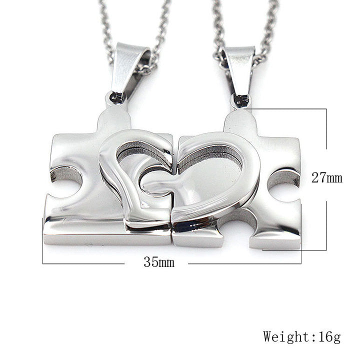 Puzzle Piece Relationship Engraved Necklaces Set for two