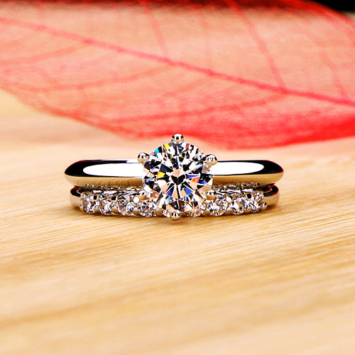 Gullei™ 1 Carat Lab Grown Diamond Staked Ring Set - Engravable