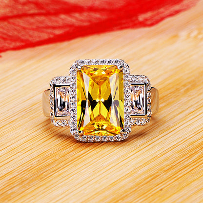 3 Carats Yellow Lab Diamond Emerald Cut Ring