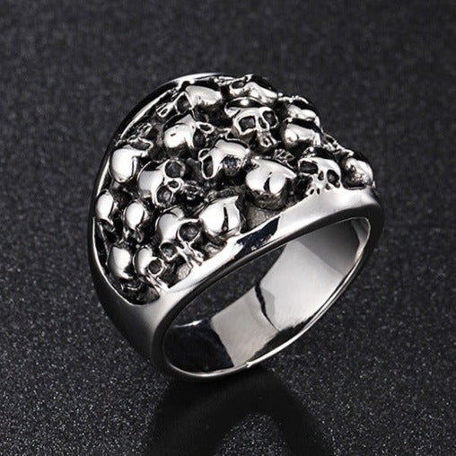 Custom Skulls Stainless Steel Mens Ring 8mm