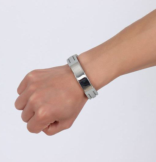 Custom Mens Jewelry Silicone Wristband Stainless Steel Black