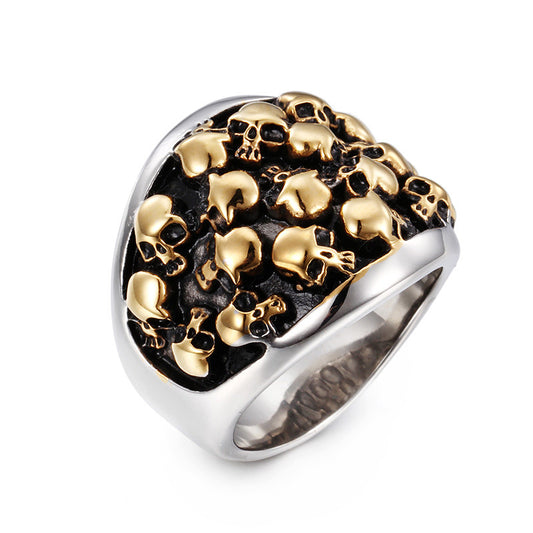 Custom Skulls Stainless Steel Mens Ring 8mm