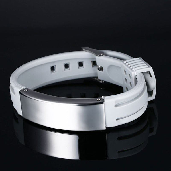 Custom Mens Jewelry Silicone Wristband Stainless Steel Black