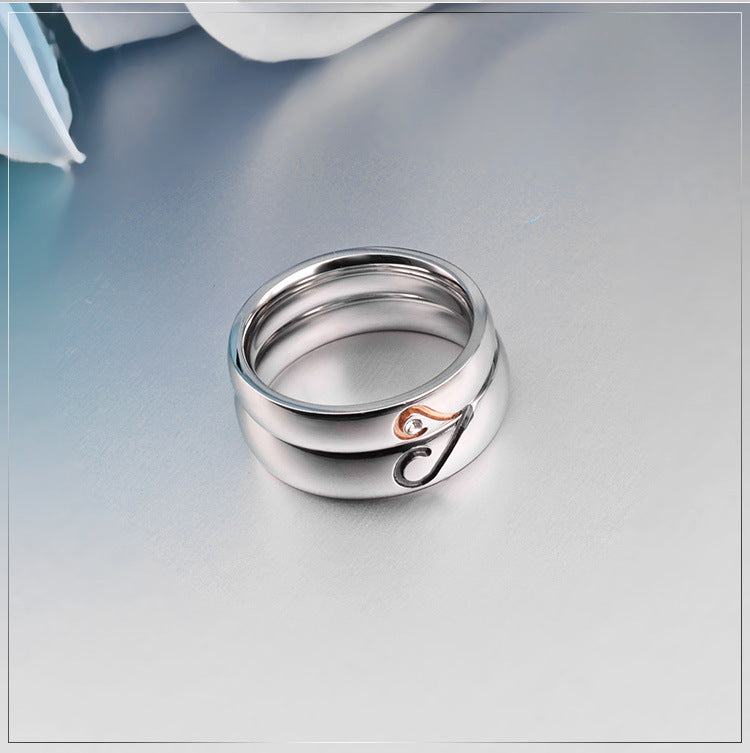 Personalized Matching Hearts Titanium Rings Set for 2