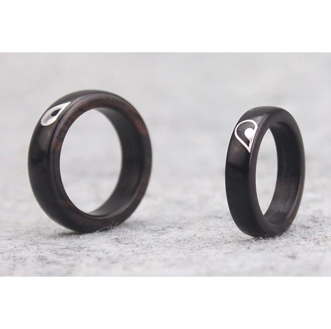 Half Heart Wooden Couple Wedding Bands
