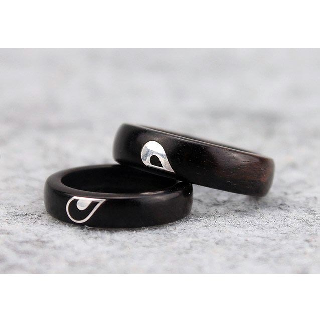 Half Heart Wooden Couple Wedding Bands