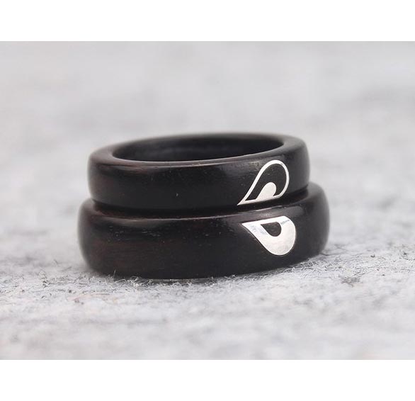 Half Heart Wooden Couple Wedding Bands