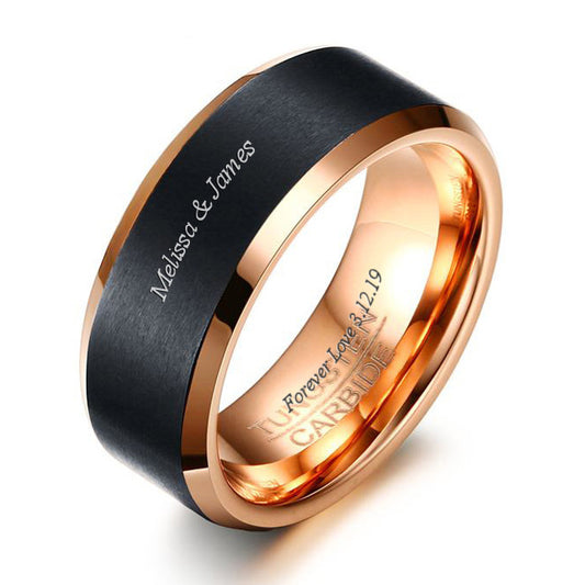 Mens Tungsten Promise Ring Birthday Engraved Gift 8mm