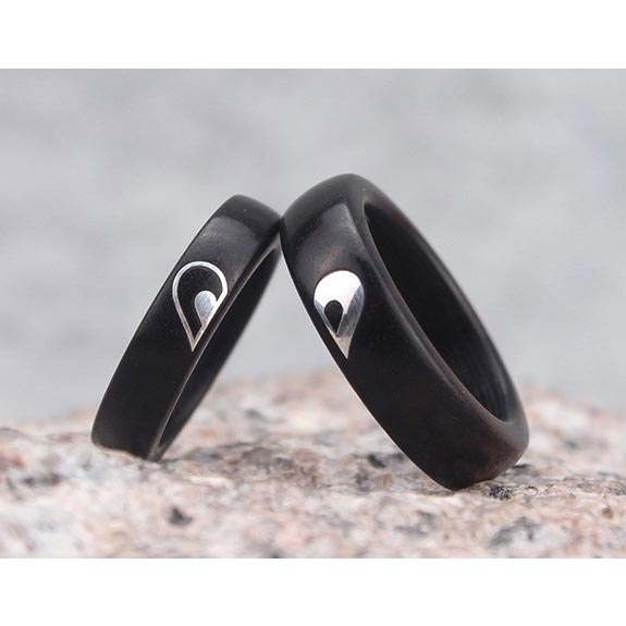 Half Heart Wooden Couple Wedding Bands