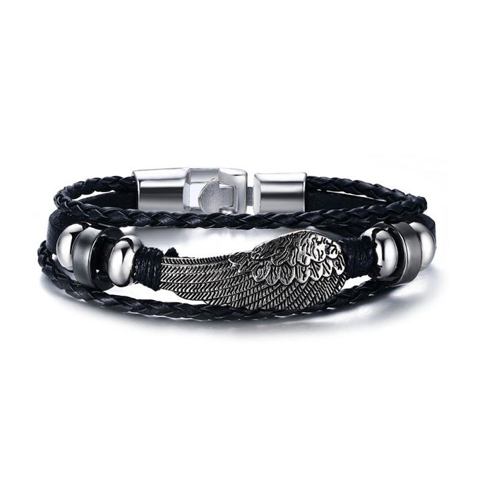 Angel Wing Mens Engraved Bracelet