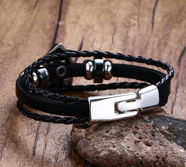 Skull Charm Engraved Bracelet Anniversary Gift for Him