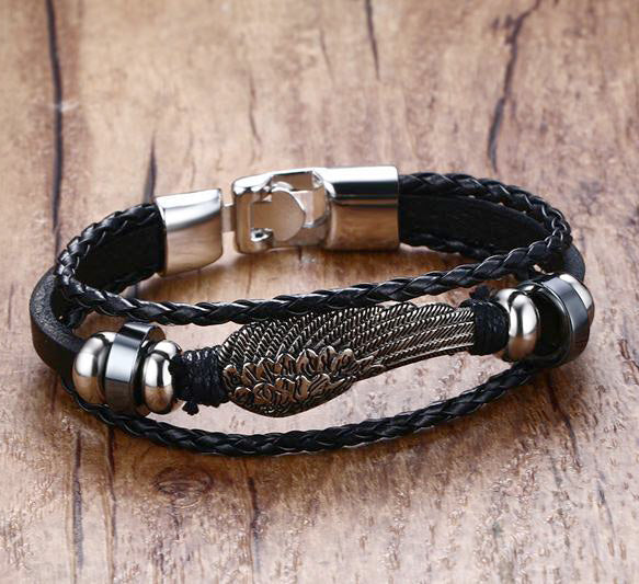 Angel Wing Mens Engraved Bracelet