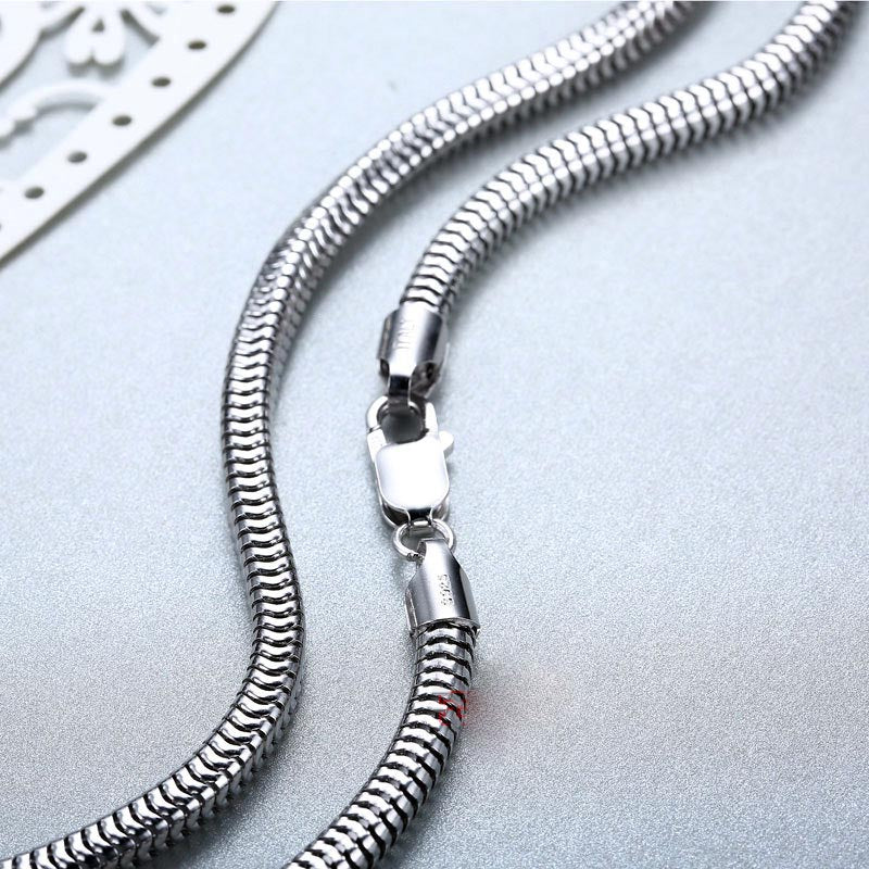 Mens Brazilian Snake Chain White Gold Plated Sterling Silver