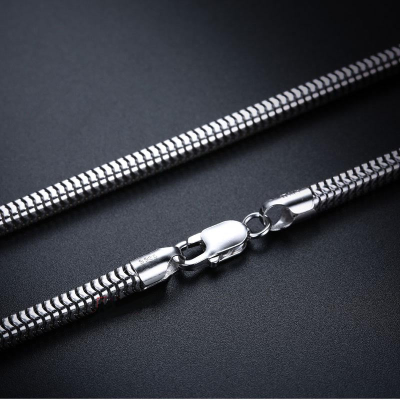 Mens Brazilian Snake Chain White Gold Plated Sterling Silver