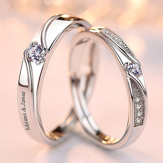 Meissa Sterling Silver Couple Ring Adjustable Personalized Couple